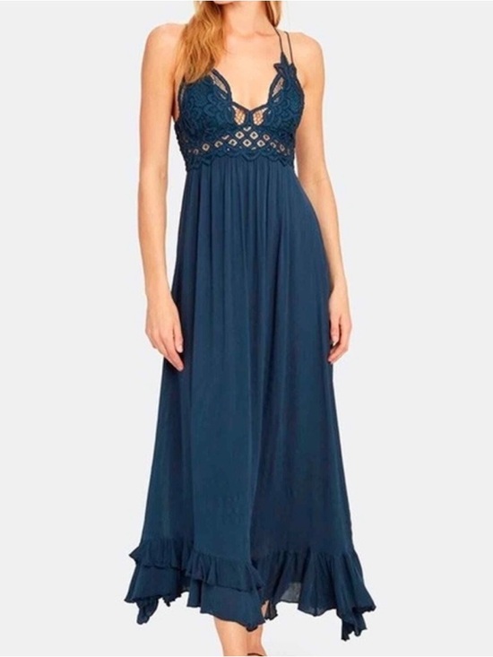 Free People Dresses & Skirts - Free People Teal Lace Bodice Maxi Dress